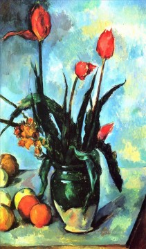  pre - Tulips in a Vase Paul Cezanne Impressionism Flowers